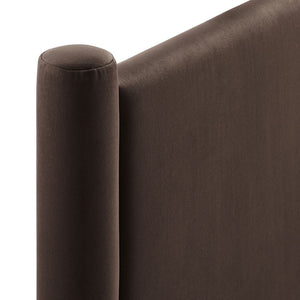 Modway Furniture Rael Performance Velvet Twin Headboard - Modern Luxury for Cozy Bedrooms, Easy Assembly & Style Upgrade Chocolate Brown MOD-7177-CHB