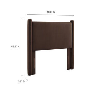 Modway Furniture Rael Performance Velvet Twin Headboard - Modern Luxury for Cozy Bedrooms, Easy Assembly & Style Upgrade Chocolate Brown MOD-7177-CHB