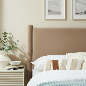 Modway Furniture Rael Performance Velvet Twin Headboard - Modern Luxury for Cozy Bedrooms, Easy Assembly & Style Upgrade Taupe MOD-7177-TAU