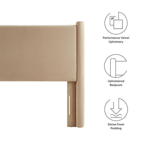 Modway Furniture Rael Performance Velvet Twin Headboard - Modern Luxury for Cozy Bedrooms, Easy Assembly & Style Upgrade Taupe MOD-7177-TAU