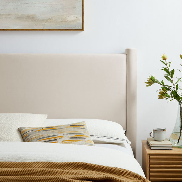 Modway Furniture Rael Performance Velvet Full Headboard - Elevate Your Bedroom with Modern Comfort and Style Alabaster MOD-7178-ALA