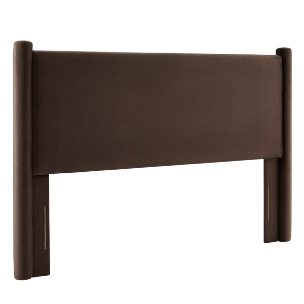 Modway Furniture Rael Performance Velvet Full Headboard - Elevate Your Bedroom with Modern Comfort and Style Chocolate Brown MOD-7178-CHB