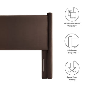 Modway Furniture Rael Performance Velvet Full Headboard - Elevate Your Bedroom with Modern Comfort and Style Chocolate Brown MOD-7178-CHB