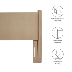 Modway Furniture Rael Performance Velvet Full Headboard - Elevate Your Bedroom with Modern Comfort and Style Taupe MOD-7178-TAU