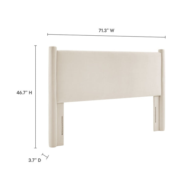 Modway Furniture Rael Performance Velvet Queen Headboard - Luxurious Modern Design for Elegant Bedroom Retreat Alabaster MOD-7179-ALA