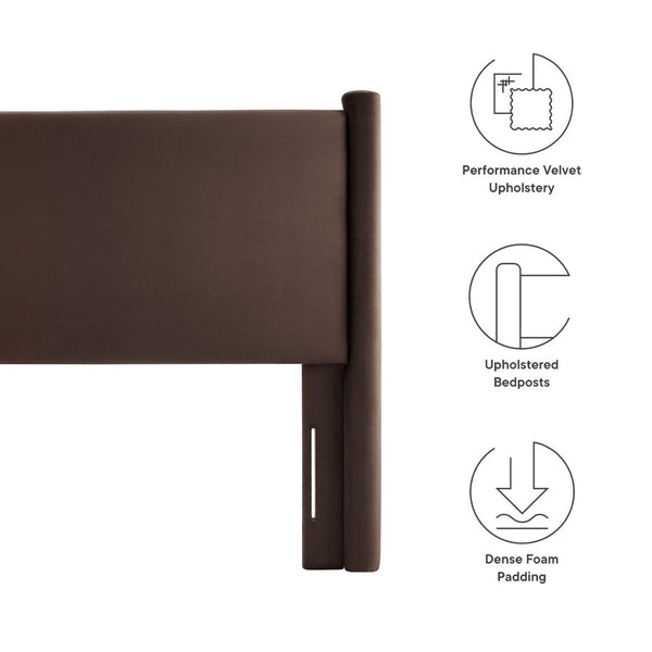 Modway Furniture Rael Performance Velvet Queen Headboard - Luxurious Modern Design for Elegant Bedroom Retreat Chocolate Brown MOD-7179-CHB