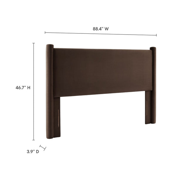 Modway Furniture Rael Performance Velvet King Headboard - Luxurious Comfort with Modern Elegance for Any Bedroom Decor Chocolate Brown MOD-7180-CHB