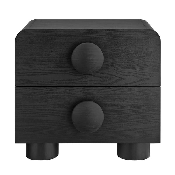Modway Furniture Sonnet 2-Drawer Nightstand - Retro-Modern Charm with Ample Storage, Ideal for Any Bedroom or Living Space Black MOD-7181-BLK