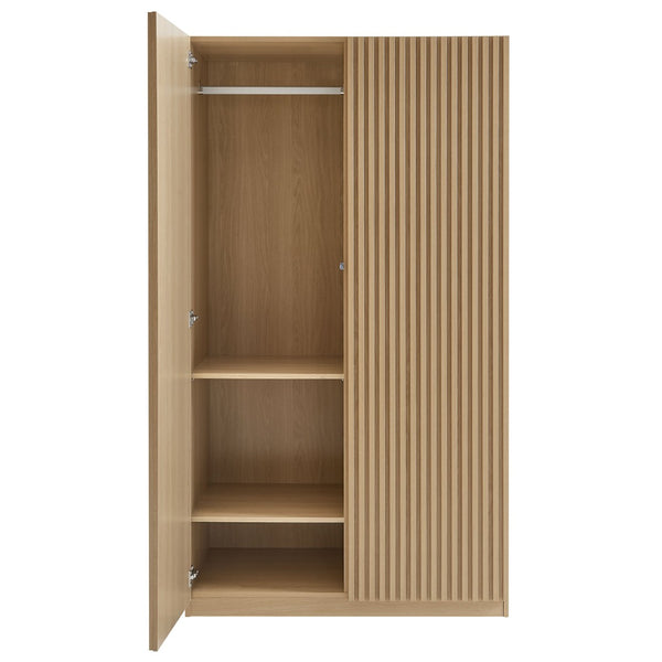 Modway Furniture Render Mid-Century Modern 2-Door Wardrobe Closet with Soft-Close Doors and Adjustable Shelving Oak MOD-7182-OAK