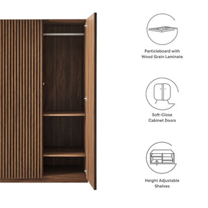 Modway Furniture Render Mid-Century Modern 2-Door Wardrobe Closet with Soft-Close Doors and Adjustable Shelving Walnut MOD-7182-WAL