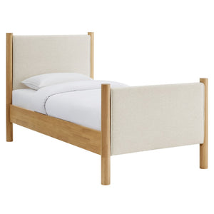 Modway Furniture Maven Twin Size Upholstered Platform Bed – Modern Design, Cozy Comfort, Ideal for Small Spaces Ivory Oak MOD-7183-HEI-OAK