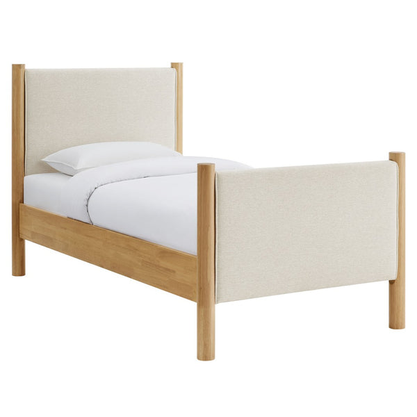 Modway Furniture Maven Twin Size Upholstered Platform Bed – Modern Design, Cozy Comfort, Ideal for Small Spaces Ivory Oak MOD-7183-HEI-OAK
