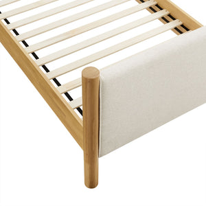 Modway Furniture Maven Twin Size Upholstered Platform Bed – Modern Design, Cozy Comfort, Ideal for Small Spaces Ivory Oak MOD-7183-HEI-OAK