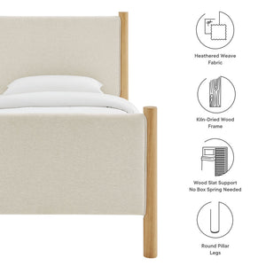 Modway Furniture Maven Twin Size Upholstered Platform Bed – Modern Design, Cozy Comfort, Ideal for Small Spaces Ivory Oak MOD-7183-HEI-OAK