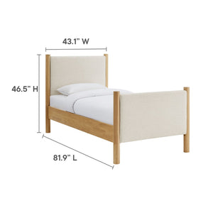 Modway Furniture Maven Twin Size Upholstered Platform Bed – Modern Design, Cozy Comfort, Ideal for Small Spaces Ivory Oak MOD-7183-HEI-OAK