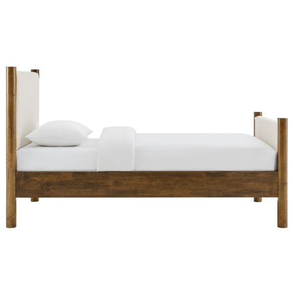 Modway Furniture Maven Twin Size Upholstered Platform Bed – Modern Design, Cozy Comfort, Ideal for Small Spaces Ivory Walnut MOD-7183-HEI-WAL