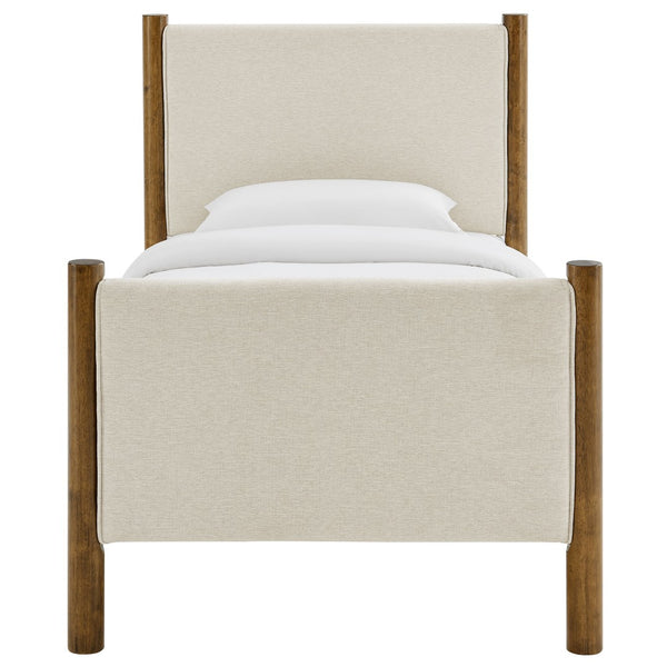 Modway Furniture Maven Twin Size Upholstered Platform Bed – Modern Design, Cozy Comfort, Ideal for Small Spaces Ivory Walnut MOD-7183-HEI-WAL