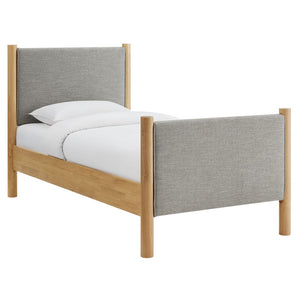Modway Furniture Maven Twin Size Upholstered Platform Bed – Modern Design, Cozy Comfort, Ideal for Small Spaces Wheat Oak MOD-7183-HEW-OAK