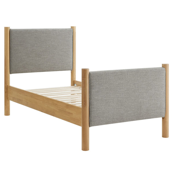 Modway Furniture Maven Twin Size Upholstered Platform Bed – Modern Design, Cozy Comfort, Ideal for Small Spaces Wheat Oak MOD-7183-HEW-OAK