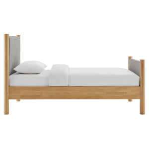 Modway Furniture Maven Twin Size Upholstered Platform Bed – Modern Design, Cozy Comfort, Ideal for Small Spaces Wheat Oak MOD-7183-HEW-OAK