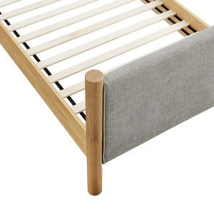 Modway Furniture Maven Twin Size Upholstered Platform Bed – Modern Design, Cozy Comfort, Ideal for Small Spaces Wheat Oak MOD-7183-HEW-OAK