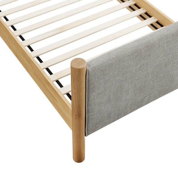 Modway Furniture Maven Twin Size Upholstered Platform Bed – Modern Design, Cozy Comfort, Ideal for Small Spaces Wheat Oak MOD-7183-HEW-OAK