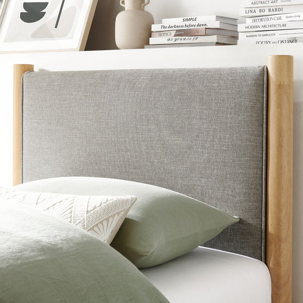 Modway Furniture Maven Twin Size Upholstered Platform Bed – Modern Design, Cozy Comfort, Ideal for Small Spaces Wheat Oak MOD-7183-HEW-OAK