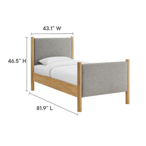Modway Furniture Maven Twin Size Upholstered Platform Bed – Modern Design, Cozy Comfort, Ideal for Small Spaces Wheat Oak MOD-7183-HEW-OAK