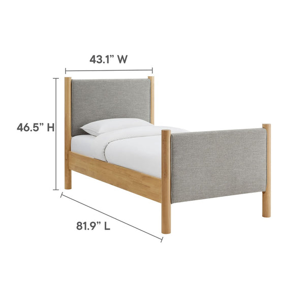 Modway Furniture Maven Twin Size Upholstered Platform Bed – Modern Design, Cozy Comfort, Ideal for Small Spaces Wheat Oak MOD-7183-HEW-OAK