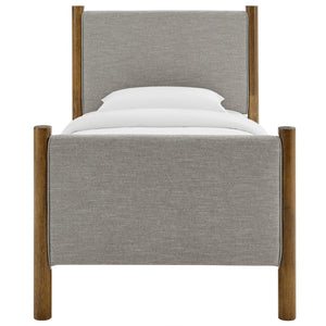 Modway Furniture Maven Twin Size Upholstered Platform Bed – Modern Design, Cozy Comfort, Ideal for Small Spaces Wheat Walnut MOD-7183-HEW-WAL