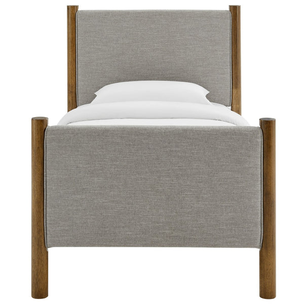 Modway Furniture Maven Twin Size Upholstered Platform Bed – Modern Design, Cozy Comfort, Ideal for Small Spaces Wheat Walnut MOD-7183-HEW-WAL