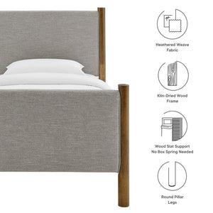 Modway Furniture Maven Twin Size Upholstered Platform Bed – Modern Design, Cozy Comfort, Ideal for Small Spaces Wheat Walnut MOD-7183-HEW-WAL