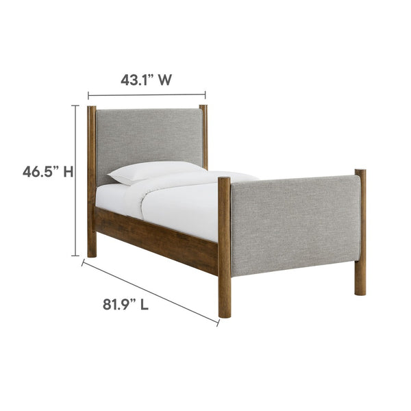 Modway Furniture Maven Twin Size Upholstered Platform Bed – Modern Design, Cozy Comfort, Ideal for Small Spaces Wheat Walnut MOD-7183-HEW-WAL