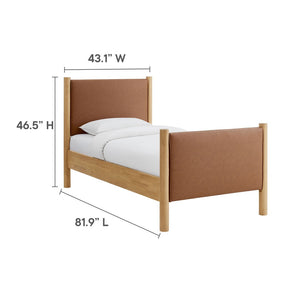 Modway Furniture Maven Twin Size Vegan Leather Upholstered Platform Bed – Stylish, Durable, and Space-Saving Design Tan Oak MOD-7184-TAN-OAK