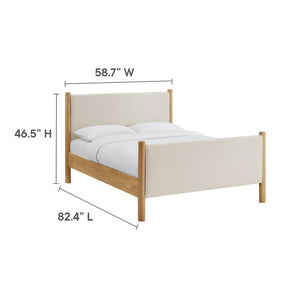 Modway Furniture Maven Full Size Upholstered Platform Bed with Sturdy Wood Frame and Stylish Heathered Headboard Ivory Oak MOD-7186-HEI-OAK