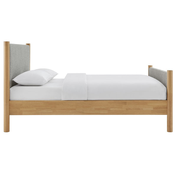 Modway Furniture Maven Full Size Upholstered Platform Bed with Sturdy Wood Frame and Stylish Heathered Headboard Wheat Oak MOD-7186-HEW-OAK