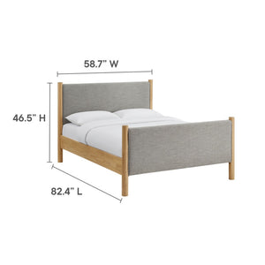 Modway Furniture Maven Full Size Upholstered Platform Bed with Sturdy Wood Frame and Stylish Heathered Headboard Wheat Oak MOD-7186-HEW-OAK