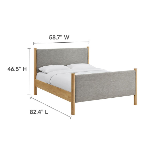 Modway Furniture Maven Full Size Upholstered Platform Bed with Sturdy Wood Frame and Stylish Heathered Headboard Wheat Oak MOD-7186-HEW-OAK
