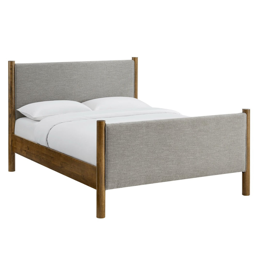 Modway Furniture Maven Full Size Upholstered Platform Bed with Sturdy Wood Frame and Stylish Heathered Headboard Wheat Walnut MOD-7186-HEW-WAL