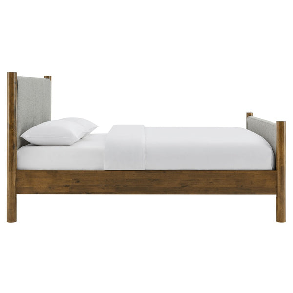 Modway Furniture Maven Full Size Upholstered Platform Bed with Sturdy Wood Frame and Stylish Heathered Headboard Wheat Walnut MOD-7186-HEW-WAL