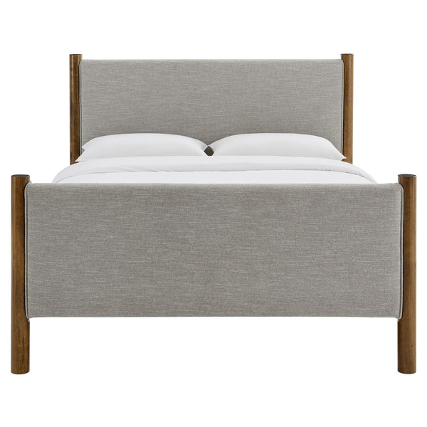 Modway Furniture Maven Full Size Upholstered Platform Bed with Sturdy Wood Frame and Stylish Heathered Headboard Wheat Walnut MOD-7186-HEW-WAL