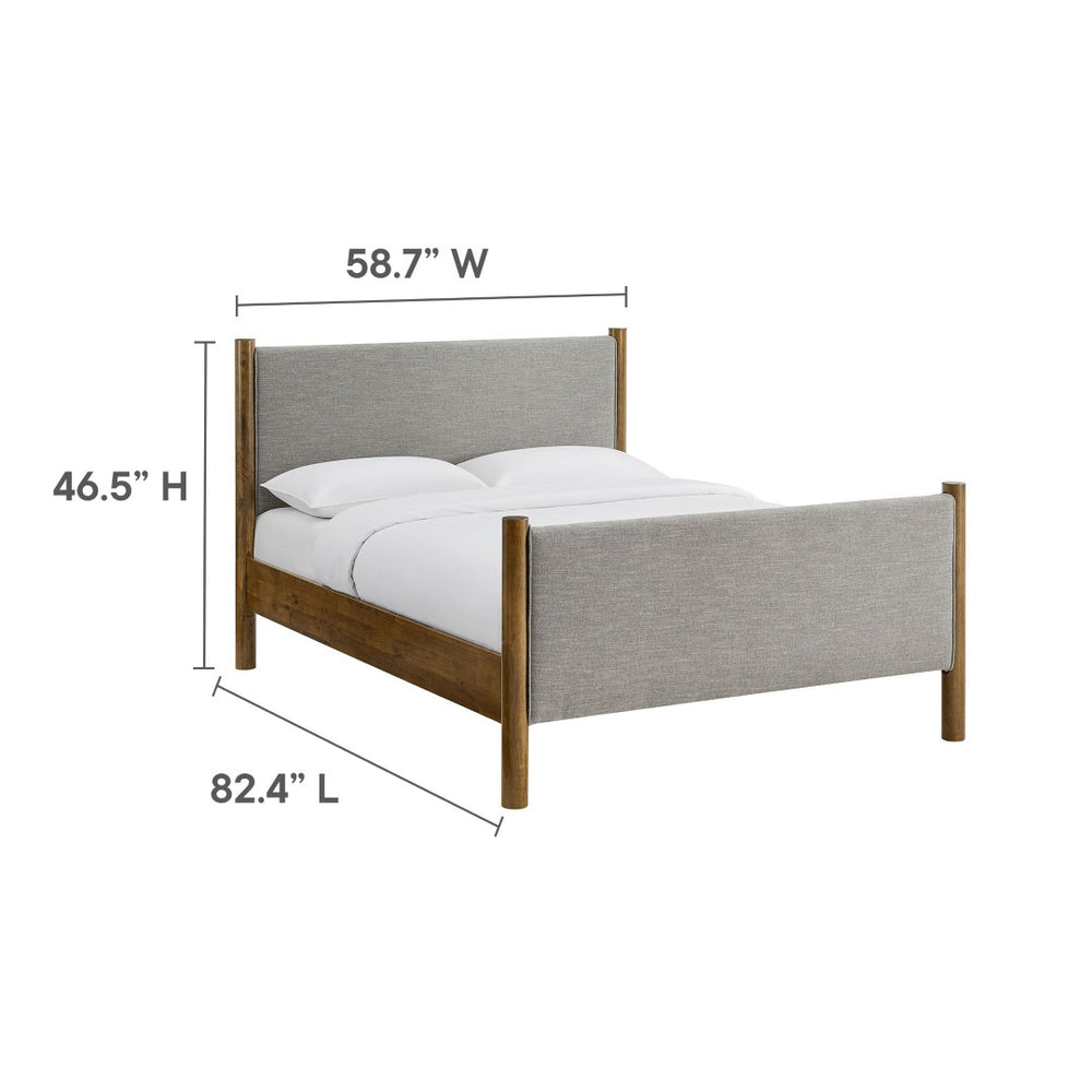 Modway Furniture Maven Full Size Upholstered Platform Bed with Sturdy Wood Frame and Stylish Heathered Headboard Wheat Walnut MOD-7186-HEW-WAL