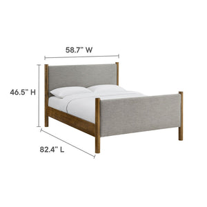 Modway Furniture Maven Full Size Upholstered Platform Bed with Sturdy Wood Frame and Stylish Heathered Headboard Wheat Walnut MOD-7186-HEW-WAL