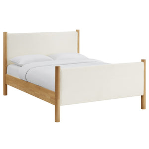 Modway Furniture Maven Full Size Boucle Upholstered Platform Bed - Modern Design, Cozy Comfort for Any Bedroom Feather Oak MOD-7188-FEA-OAK