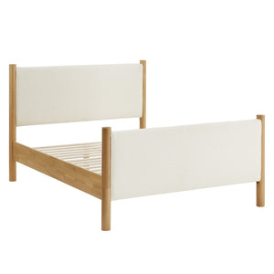 Modway Furniture Maven Full Size Boucle Upholstered Platform Bed - Modern Design, Cozy Comfort for Any Bedroom Feather Oak MOD-7188-FEA-OAK
