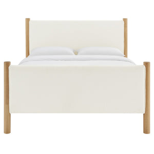 Modway Furniture Maven Full Size Boucle Upholstered Platform Bed - Modern Design, Cozy Comfort for Any Bedroom Feather Oak MOD-7188-FEA-OAK