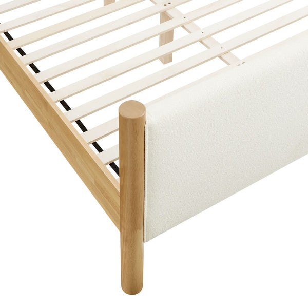 Modway Furniture Maven Full Size Boucle Upholstered Platform Bed - Modern Design, Cozy Comfort for Any Bedroom Feather Oak MOD-7188-FEA-OAK