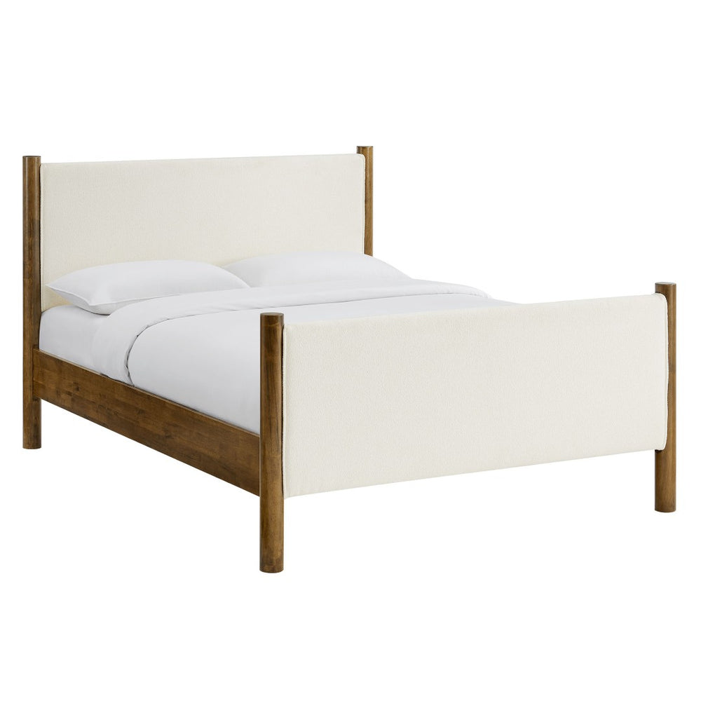 Modway Furniture Maven Full Size Boucle Upholstered Platform Bed - Modern Design, Cozy Comfort for Any Bedroom Feather Walnut MOD-7188-FEA-WAL