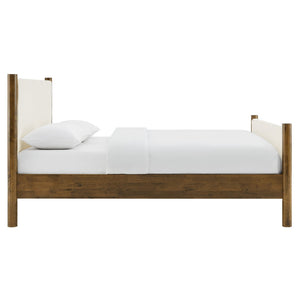 Modway Furniture Maven Full Size Boucle Upholstered Platform Bed - Modern Design, Cozy Comfort for Any Bedroom Feather Walnut MOD-7188-FEA-WAL