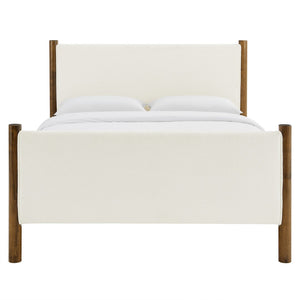Modway Furniture Maven Full Size Boucle Upholstered Platform Bed - Modern Design, Cozy Comfort for Any Bedroom Feather Walnut MOD-7188-FEA-WAL